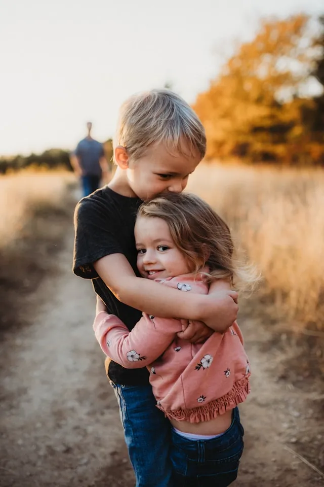Sibling autumn photography outdoors