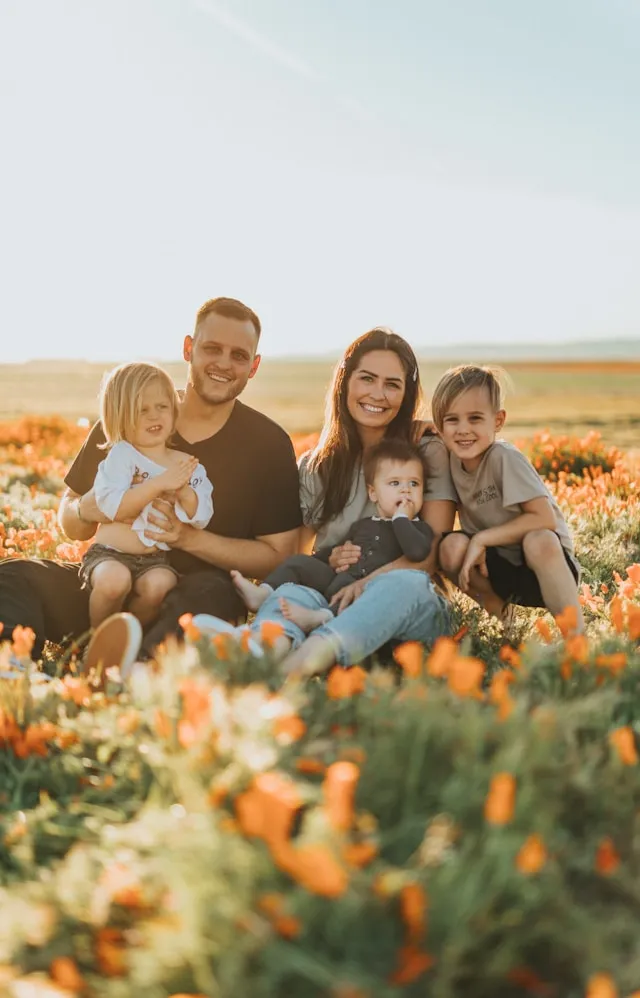 Family portrait photography in field