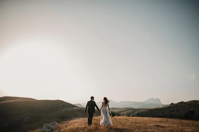 Bride and groom wedding photography in Scottish field